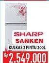 Promo Harga SHARP/SANKEN Kulkas 2 Pintu 200L  - Hypermart