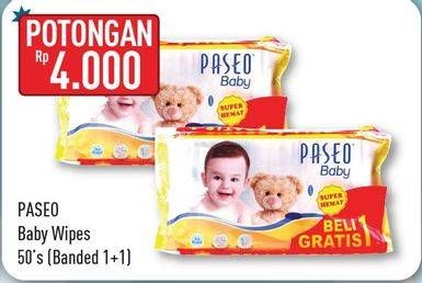 Promo Harga PASEO Baby Wipes per 2 pouch 50 pcs - Hypermart