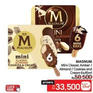 Promo Harga Walls Magnum Mini Cookies N Cream, Classic Amber, Classic Almond per 6 pcs 45 ml - LotteMart