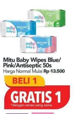 Promo Harga Mitu Baby Wipes Ganti Popok/Antiseptic  - Carrefour