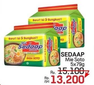Promo Harga Sedaap Mie Kuah Soto per 5 pcs 75 gr - LotteMart