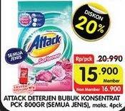 Promo Harga ATTACK Detergent Powder Plus Softener 800 gr - Superindo