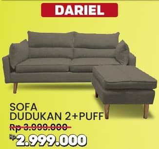 Promo Harga Dariel Sofa Dudukan 2 + Fabric - Puff  - COURTS