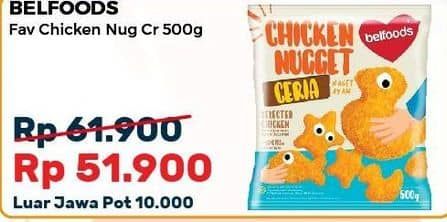 Promo Harga Belfoods Nugget Chicken Nugget Ceria 500 gr - Alfamart