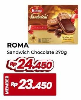 Promo Harga Roma Sandwich Chocolate per 10 pcs 27 gr - Yogya