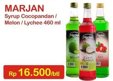 Promo Harga MARJAN Syrup Boudoin Coco Pandan, Leci, Melon 460 ml - Indomaret