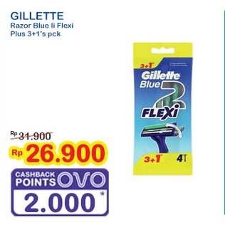 Promo Harga Gillette Blue II Plus Flexi Plus 4 pcs - Indomaret