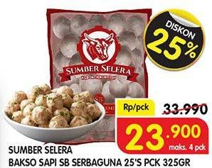 Promo Harga SUMBER SELERA Bakso Sapi SB, Serbaguna per 25 pcs 325 gr - Superindo