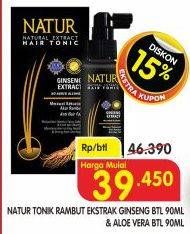 Promo Harga Natur Hair Tonic Gingseng, Aloe Vera 90 ml - Superindo