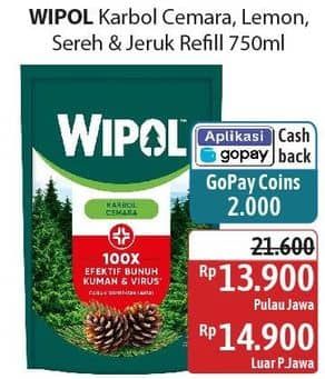 Promo Harga Wipol Karbol Wangi Cemara, Lemon, Sereh Jeruk 750 ml - Alfamidi