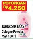Promo Harga JOHNSONS Baby Cologne Powder Mist 100 ml - Hypermart