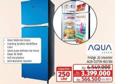 Promo Harga Aqua Fridge 2D AQR D275R 220000 ml - Lotte Grosir