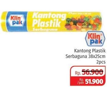 Promo Harga KLINPAK Kantong Plastik 38 X 25 Cm per 2 pck - Lotte Grosir