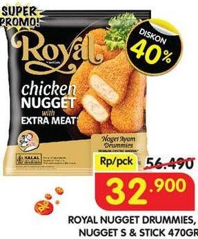 Promo Harga Belfoods Royal Nugget Chicken Nugget Drummies, Chicken Nugget Stick, Chicken Nugget S 500 gr - Superindo