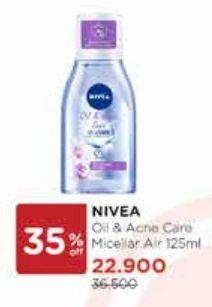 Promo Harga NIVEA MicellAir Skin Breathe Micellar Water Oil Acne Care 125 ml - Watsons