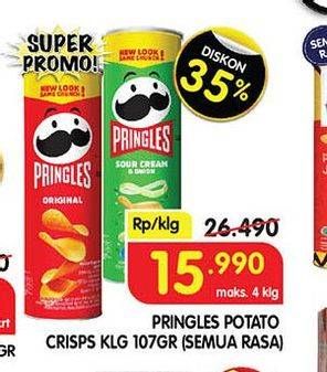 Promo Harga Pringles Potato Crisps All Variants 107 gr - Superindo