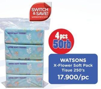 Promo Harga WATSONS X Flower Soft Pack Tissue 250 pcs - Watsons