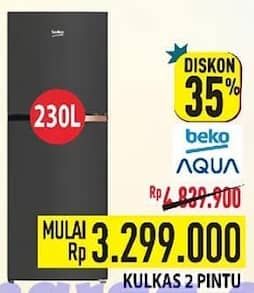 Beko BEKO/AQUA Kulkas 2 Pintu  Diskon 31%, Harga Promo Rp3.299.000, Harga Normal Rp4.839.900, Harga Mulai