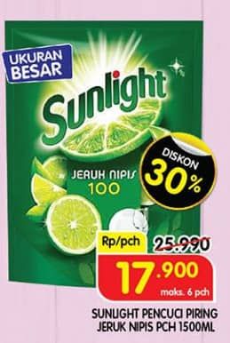 Promo Harga Sunlight Pencuci Piring Jeruk Nipis 100 1500 ml - Superindo