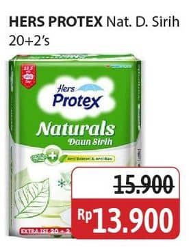 Hers Protex Naturals Daun Sirih 22 pcs Diskon 12%, Harga Promo Rp13.900, Harga Normal Rp15.900