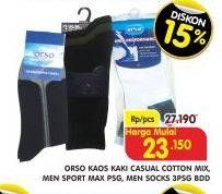 Promo Harga ORSO Kaos Kaki Casual Cotton Mix, Men Sport Max, Men Casual Sock  - Superindo