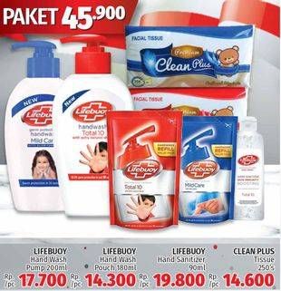 Promo Harga LIFEBUOY Hand Wash Pump 200ml / Pouch 180ml / Hand Sanitizer 90ml / CLEAN PLUS Tissue 250s  - LotteMart