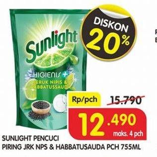 Promo Harga SUNLIGHT Pencuci Piring Higienis Plus Jeruk Nipis Habbatussauda 755 ml - Superindo
