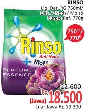 RINSO Liquid Detergent Royal Gold 750 mL/ Detergent Anti Noda/ Molto Purple 770 g