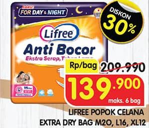 Promo Harga Lifree Popok Celana Ekstra Serap L16, M20, XL12 12 pcs - Superindo