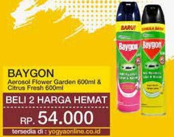 Promo Harga BAYGON Insektisida Spray Flower Garden, Citrus Fresh 600 ml - Yogya