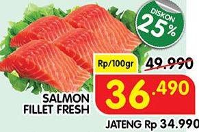 Promo Harga Salmon Fillet per 100 gr - Superindo