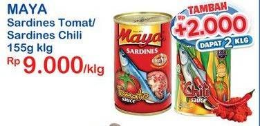 Promo Harga MAYA Sardines Cabe / Chilli, Tomat / Tomato 155 gr - Indomaret