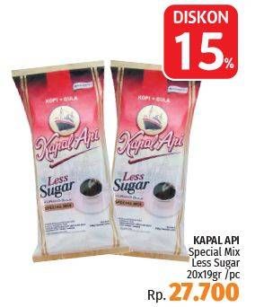 Promo Harga Kapal Api Kopi Bubuk Special Mix Less Sugar per 20 sachet 19 gr - LotteMart