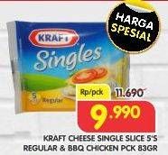 Promo Harga KRAFT Singles Cheese Regular, BBQ Chicken 83 gr - Superindo