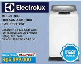 Promo Harga ELECTROLUX EWT0H88H1WB | Mesin Cuci  - COURTS