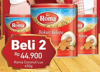 Promo Harga ROMA Biskuit Kelapa per 2 kaleng 450 gr - Carrefour