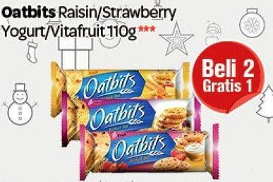 Promo Harga OATBITS Biskuit Raisin, Strawberry, Yogurt, Vitafruit 110 gr - Carrefour