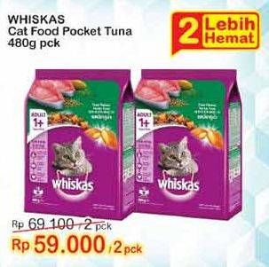 Promo Harga WHISKAS Adult Cat Food Tuna per 2 pouch 480 gr - Indomaret