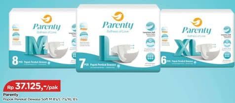 Promo Harga Parenty Softness Of Love Adult Diapers L7, M8, XL6 6 pcs - TIP TOP