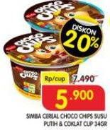Promo Harga Simba Cereal Choco Chips Susu Putih, Susu Coklat 34 gr - Superindo