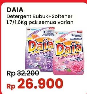 Promo Harga Daia Deterjen Bubuk + Softener Pink, + Softener Violet 1700 gr - Indomaret