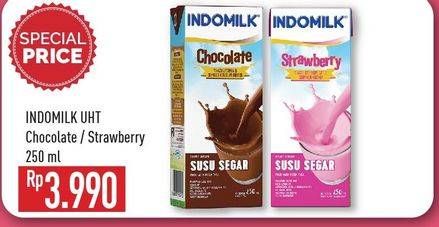 Promo Harga INDOMILK Susu UHT Chocolate, Strawberry 250 ml - Hypermart