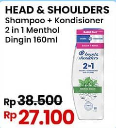 Promo Harga Head & Shoulders Shampoo Cool Menthol 160 ml - Indomaret