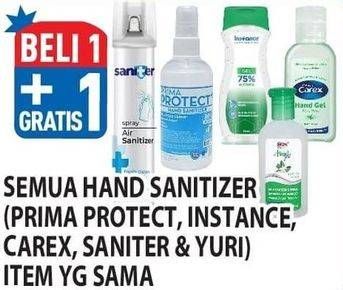 Promo Harga PRIMA PROTECT/ INSTANCE/ CAREX/ CAREX/ SANITER/ YURI Hand Sanitizer  - Hypermart