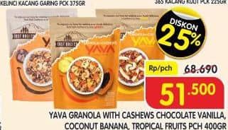 Promo Harga Yava Granola with Cashews Chocolate Banana, Chocolate Vanilla, Tropical Fruits 400 gr - Superindo