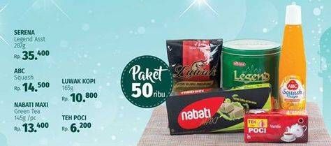 Promo Harga Paket 50rb (Serena legend + ABC squash + Nabati Maxxi + Luwak kopi + Teh Poci)  - LotteMart