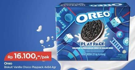 Promo Harga Oreo Biskuit Vanilla Choco Playpack per 6 bungkus 64 gr - TIP TOP