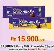 Promo Harga CADBURY Dairy Milk Kecuali Durian 62 gr - Indomaret