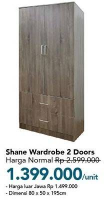 Promo Harga Shane Wardrobe 80x50x195cm  - Carrefour