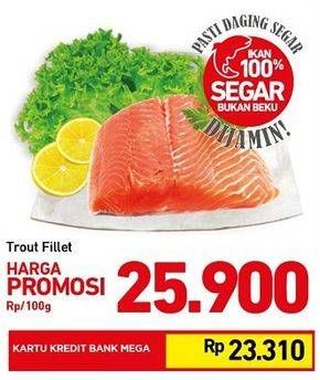 Promo Harga Salmon Trout Sashimi per 100 gr - Carrefour